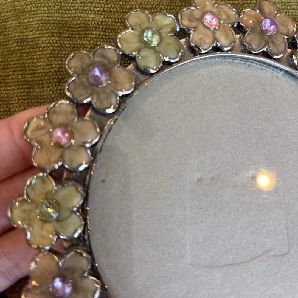 VTG 2001 Burnes of Boston Mini Circular Frames Flowers Rhinestones Feminine Cute - Picture 5 of 9